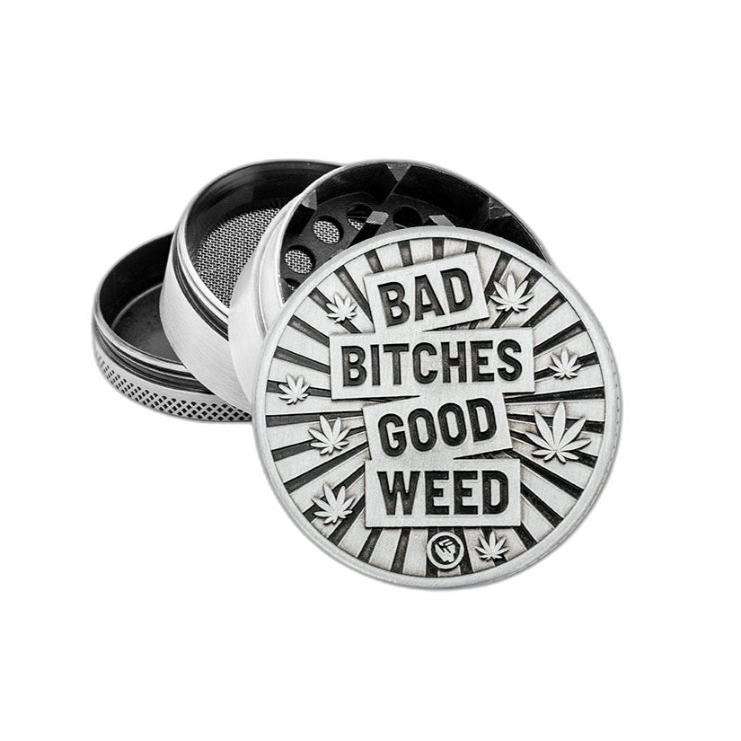 Metal Grinder „Bad Bitches Good Weed“ – B6 Premium Grinder kaufen | GLAZED®