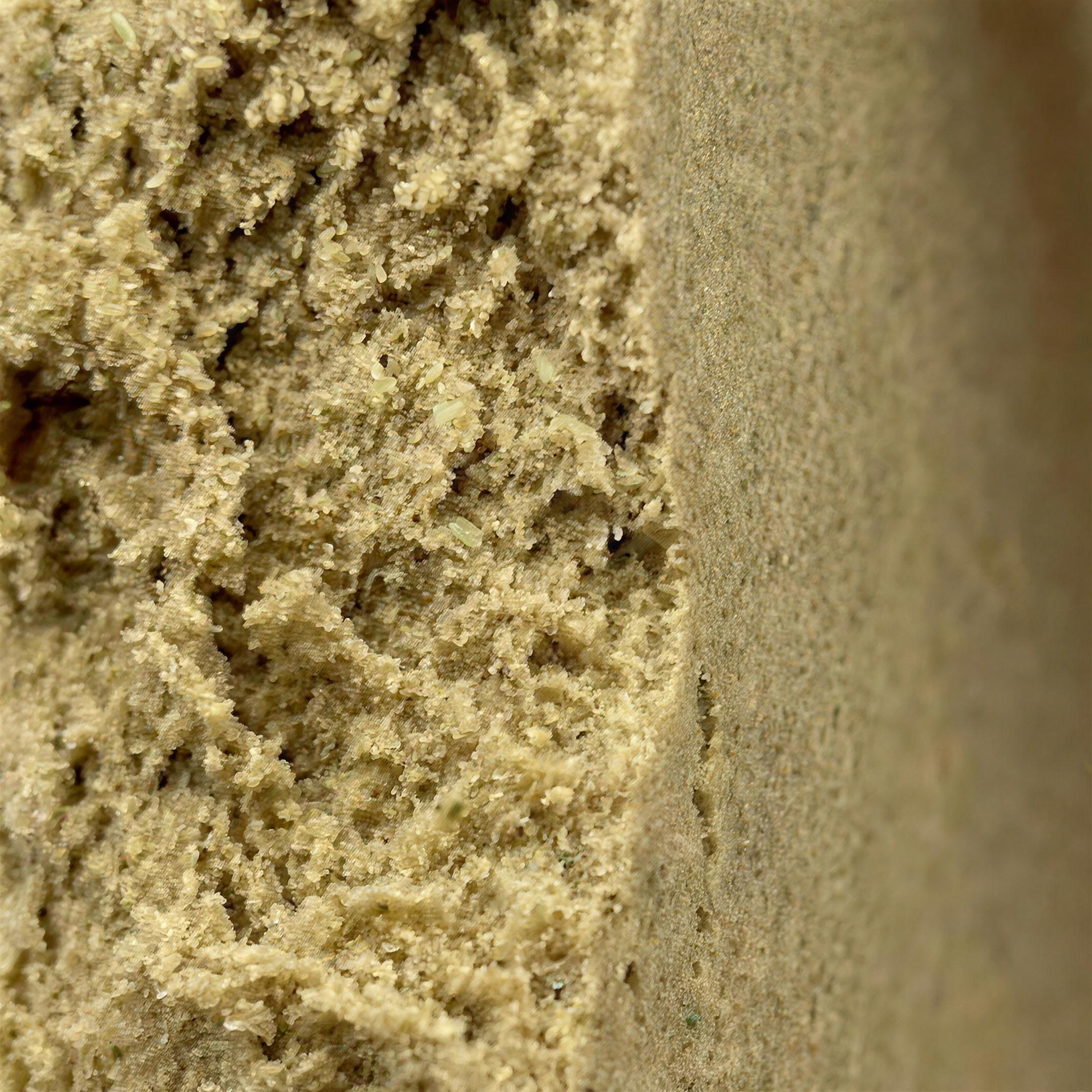 Mandarine Groove THCA Hash Makro – Textur & Konsistenz | GLAZED®